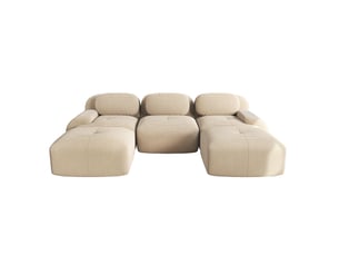 Canapé modulaire en u 298x178x70 cm sans montage, structure sans cadre, velours côtelé, beige