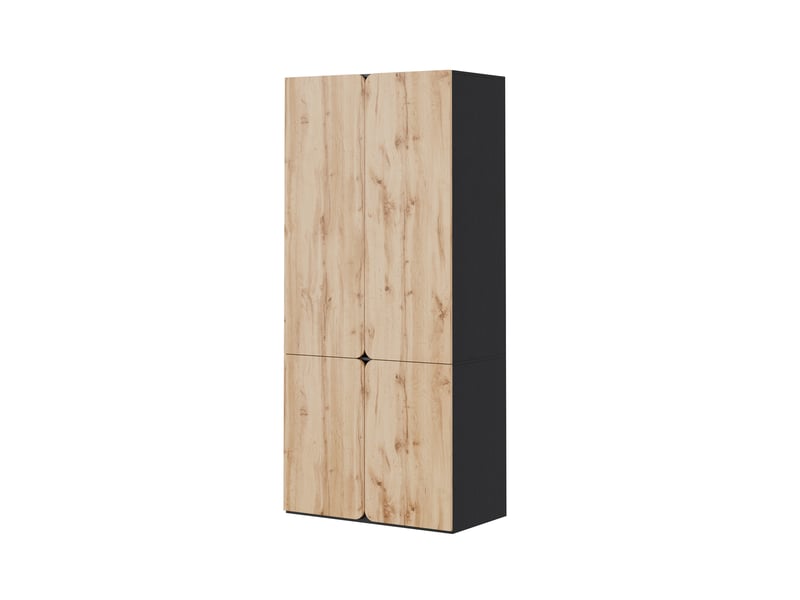  Armoire penderie 90 x 50 x 200 cm, 4 portes battantes, 1 tringle, 3 tiroirs, pour chambre et bureau, mdf et panneaux de particules, naturel OMNIGLINT TRADING LTD - Conforama A