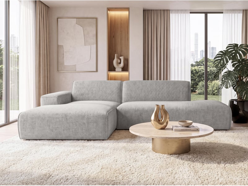 Canapé d'angle moderne didim duo, 288 cm, couleur rose, revętement en chenille g Didim Duo - Conforama C