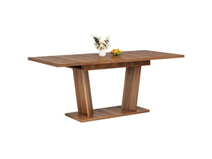 Table à manger extensible 120160 cm pour 6 personnes, table de cuisine moderne avec pieds doubles rainurés, base stable anti-dérapante, effet bois marron
