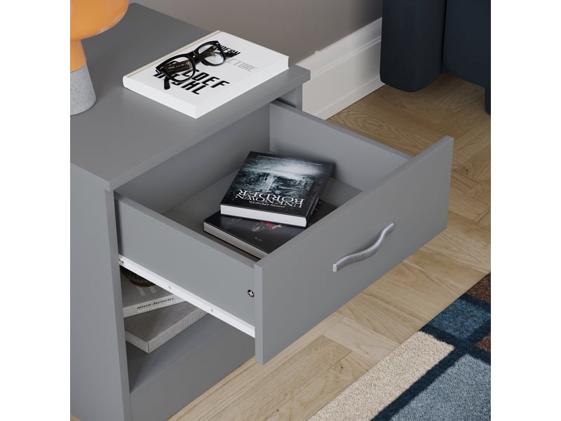  Table de chevet riano, commode de nuit, chambre, rangement, 47x40x36cm, 1 tiroir, gris 3331470 - Conforama E