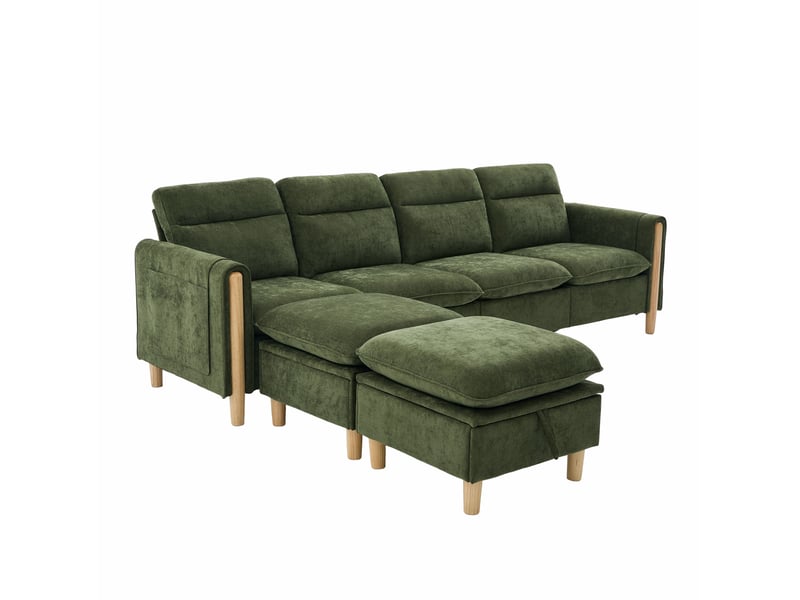 Canapé modulable 4 places avec 2 poufs de rangement evryae - Conforama A