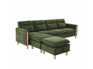Canapé modulable 4 places avec 2 poufs de rangement evryae
