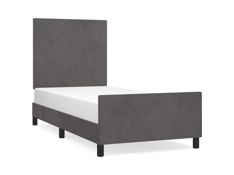  Lit simple- lit adulte -  cadre de lit sans matelas gris foncé 80x200 cm velours  - Conforama A