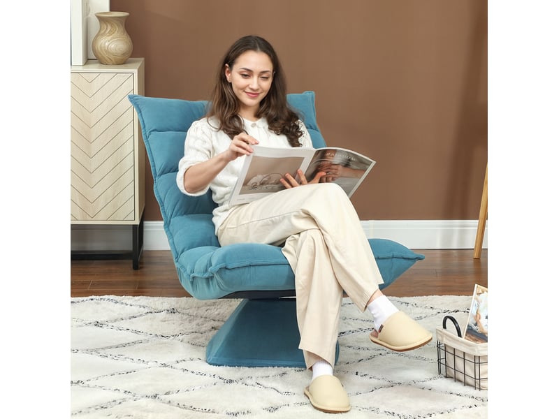  Fauteuil de sol 62x70x95 cm dossier réglable métal bleu  - Conforama B