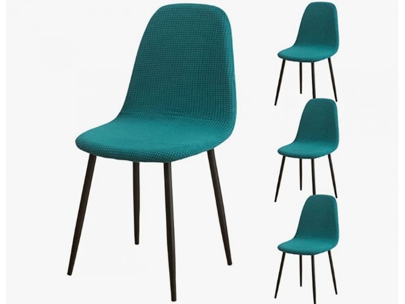  Lot de 4 housses de chaises de salle à manger en jacquard élastique rouge bordeaux, de couleur verte XLH-ZLS-009465MF - Conforama A
