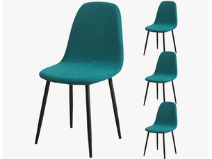 Lot de 4 housses de chaises de salle à manger en jacquard élastique rouge bordeaux, de couleur verte