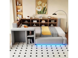 Lit avec rangement 90x200 cm <strong>DZMDIP</strong> <strong></strong> coloris gris