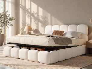 Lit coffre 200x200 cm <strong>BGSRYAO</strong> <strong></strong> coloris blanc