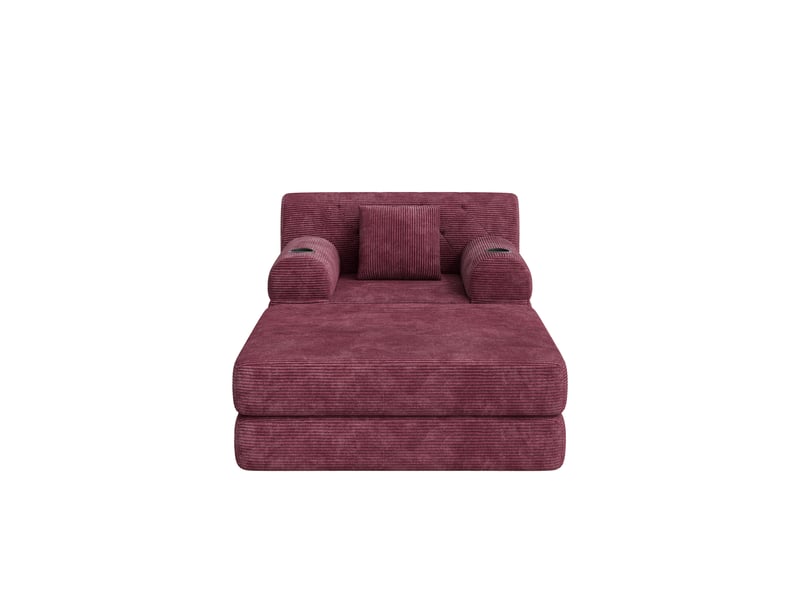 Fauteuil convertible velours avec repose pieds mecanisme inclinable dossier haut porte verres pochettes bordeaux  - Conforama A
