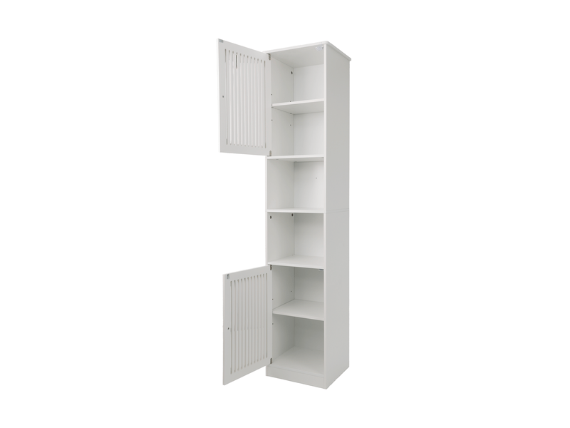  Armoire de salle de bains 36x30x163 cm à poser, tablettes réglables, mdf, blanc  - Conforama A