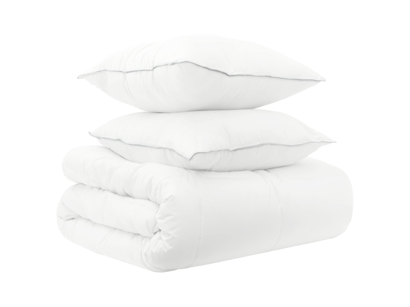  Ensemble de duvet 3 pcs - couette 140 x 220 cm toutes saisons bambou blanc  - Conforama A