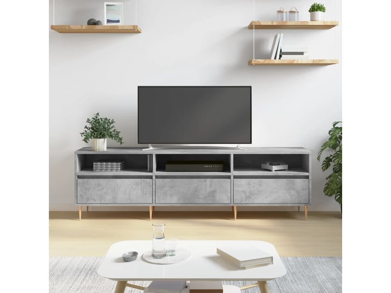  Meuble tv - banc tv - meuble de rangement gris béton 150x30x44,5 cm bois d'ingénierie  - Conforama B