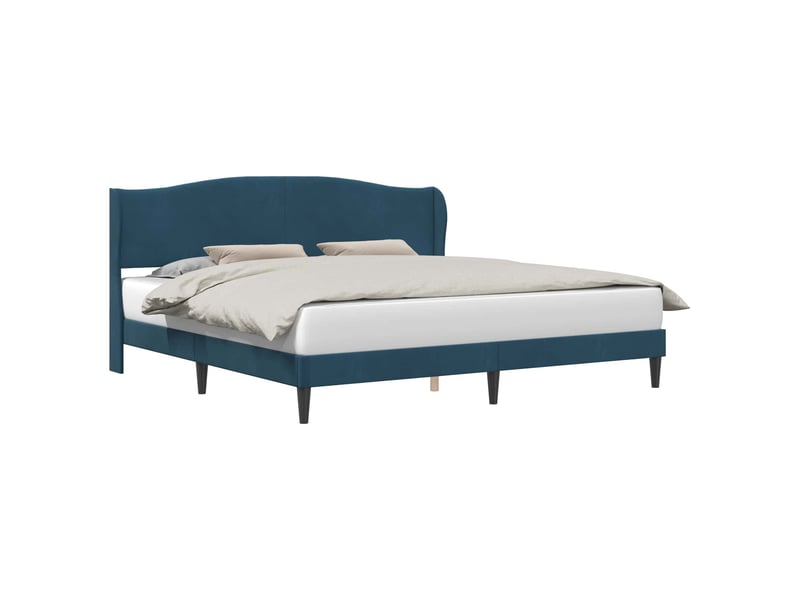  Lit double- lit adulte -  cadre de lit avec tête de lit bleu 200 x 200 cm velours  - Conforama A