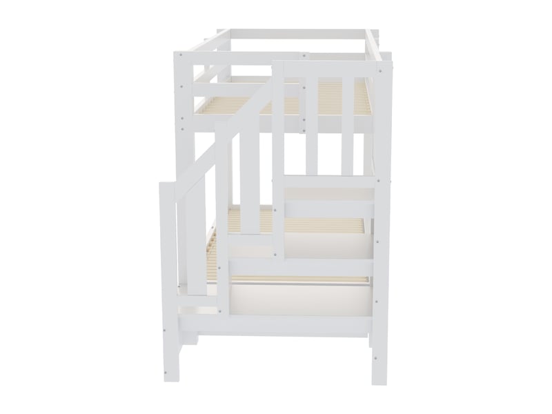 Lit superposé 90x200 cm avec lit gigogne 90180x190, lit simple avec tiroirs, cadre de lit adulte, lit 1 personne, blanc - Conforama B