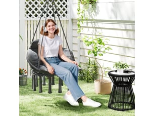 Chaise suspendue avec grand coussin rembourré hamac fauteuil suspendu à franges kit de suspension 80 x 60 x 40 cm gris foncé