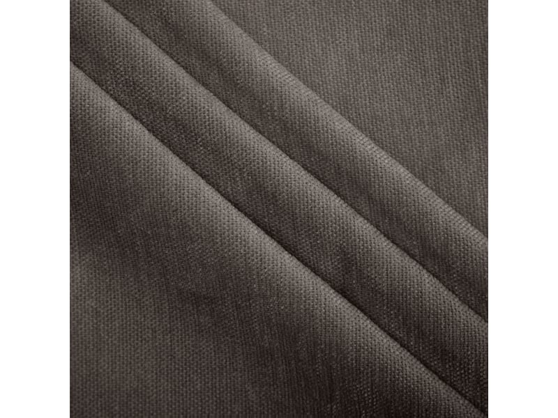 Canapé d’angle modulable 2 places en tissu chenille marron avec pouf séparé, coussins lombaires et cadre en bois massif - Conforama D