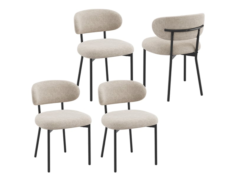 Lot de 4 chaises de salle à manger avec dossier et pieds en métal – chaises modernes rembourrées en tissu pour cuisine, salle à manger ou salon,marron - Conforama A