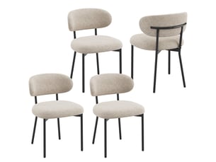 Lot de 4 chaises de salle à manger avec dossier et pieds en métal – chaises modernes rembourrées en tissu pour cuisine, salle à manger ou salon,marron