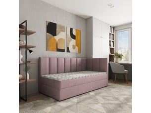 Lit avec rangement 100x200 cm <strong>MASSENO</strong>  <strong></strong> coloris rose