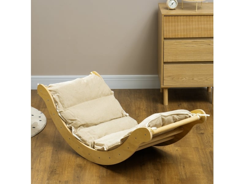 Parcours d'escalade enfant 4-en-1 168x49,5x39,5 cm – bois naturel – rampe réversible avec coussin  - Conforama B