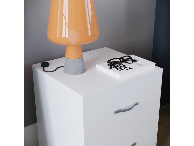  Table de chevet riano, commode de nuit, chambre, rangement, 47x40x36cm, 2 tiroirs, blanc 333454 - Conforama R