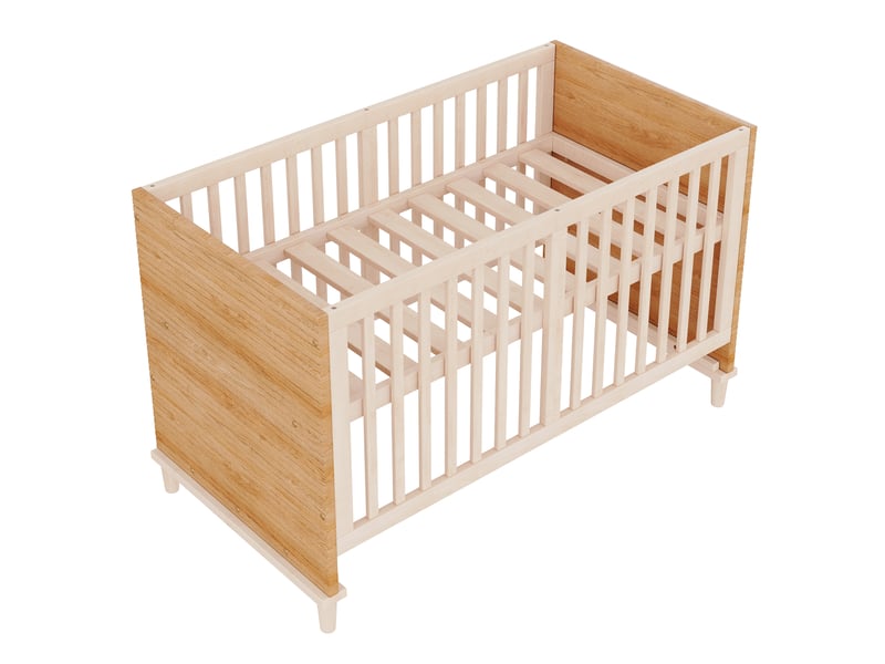  Lit bébé à barreaux bois naturel 70×140×87 cm, sommier réglable 5 hauteurs sans matelas  - Conforama E