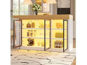 Buffet de cuisine avec table extensible rotative 120-197 cm evryae