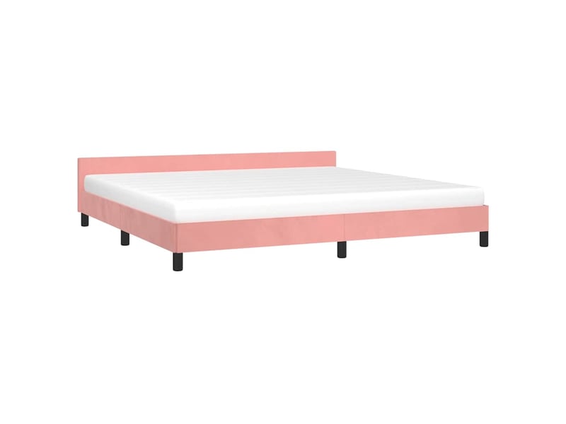  Lit double- lit adulte -  cadre de lit et tête de lit sans matelas rose 200x200cm velours  - Conforama B
