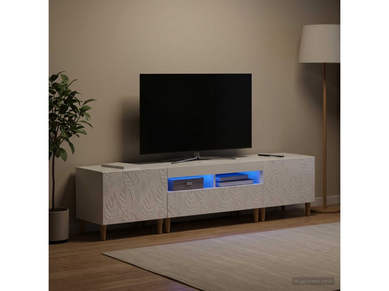  Ensemble de 3 meubles tv - banc tv - meuble de rangement led delft blanc brillant  - Conforama B