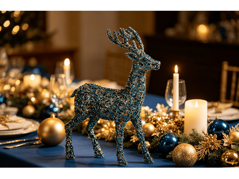  Renne de noël krist+ bleu or 15 x 45 x 30 cm S3612011 - Conforama C