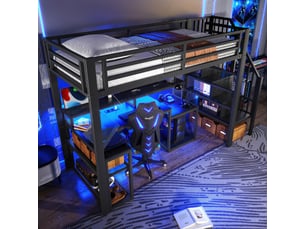 Lit mezzanine 90x200 cm WISHDOR coloris noir