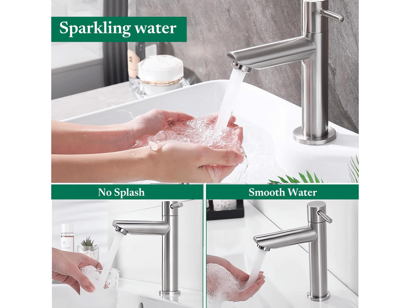  Robinet mitigeur évier salle de bain acier inoxydable avec flexible - robinet d'eau froide pour lavabo salle de bain invités  - Conforama D