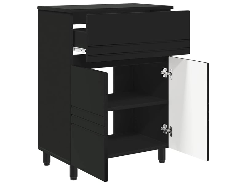  Unité de vanité de salle de bain, meuble de rangement noir 60x35x80 cm  - Conforama D