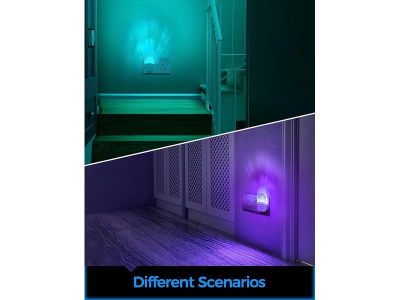  Luce notturna da parete con sensore crepuscolare, 0.5w bianco caldo+rgb, 3 modalità, 2 pezzi per camera, bagno, garage  - Conforama B