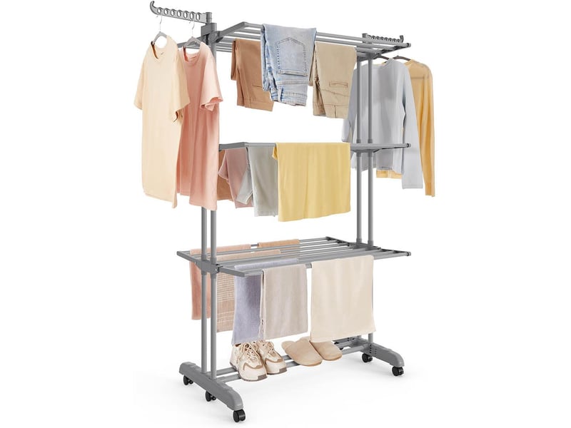  Séchoir à linge mobile pliable 63,5 x 125,5 x 173 cm grande capacité intérieur extérieur en acier gris 12_0012445  - Conforama A