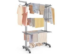 Séchoir à linge mobile pliable 63,5 x 125,5 x 173 cm grande capacité intérieur extérieur en acier gris 12_0012445