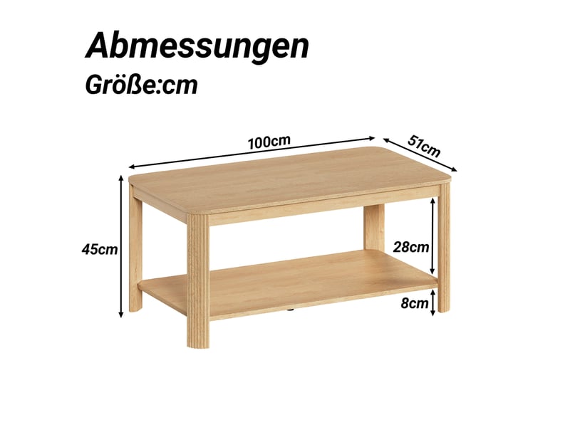  Table basse 100x50x45 cm en panneau de particules avec rangement ouvert naturel chicfurn  - Conforama D