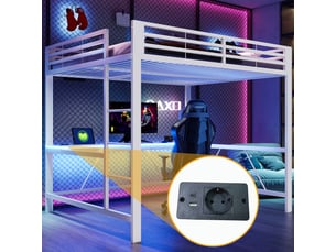 Lit mezzanine 160x200 cm <strong>SAPGAKS</strong> <strong></strong> coloris blanc