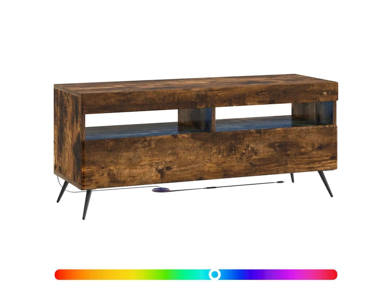  Meuble tv - banc tv - meuble de rangement led chêne fumé bois d'ingénierie  - Conforama C
