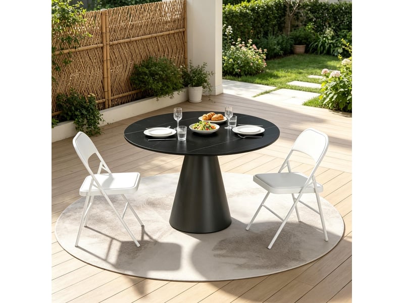  Lot de 2 chaises de salle à manger pliantes en acier, blanches  - Conforama C