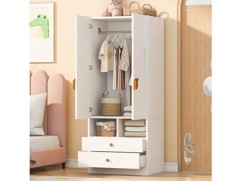  Armoire 70x50x170 cm deux tiroirs mdf blanche  - Conforama B
