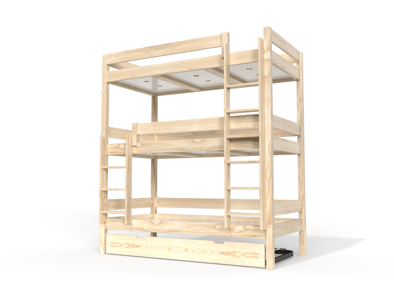Lit superposé 4 places 80x190 en bois massif abc, vernis naturel TRI480-V - Conforama A