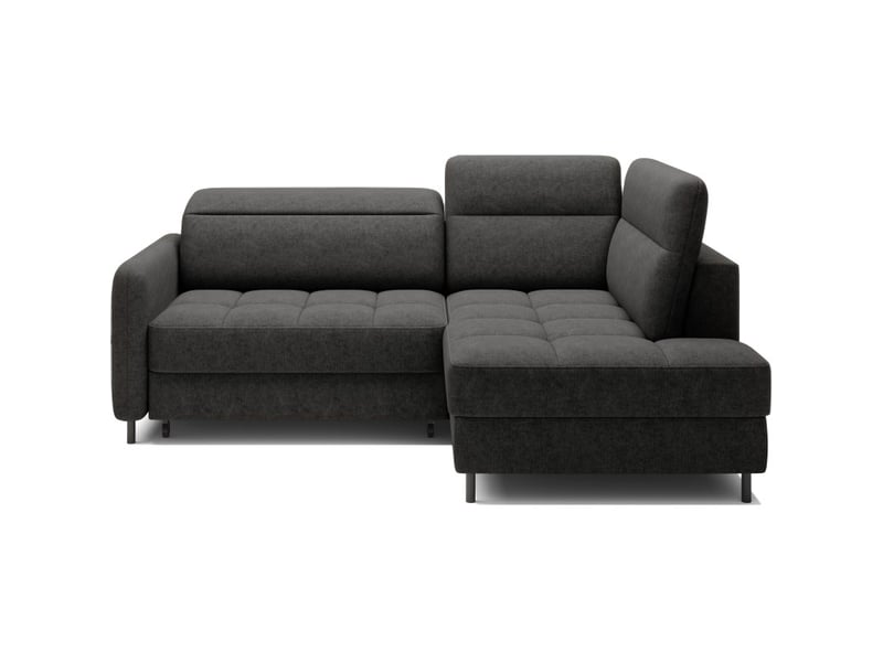  Canapé d'angle droit convertible barnea 208 cm gris foncé en tissu chenille avec rangement  - Conforama A