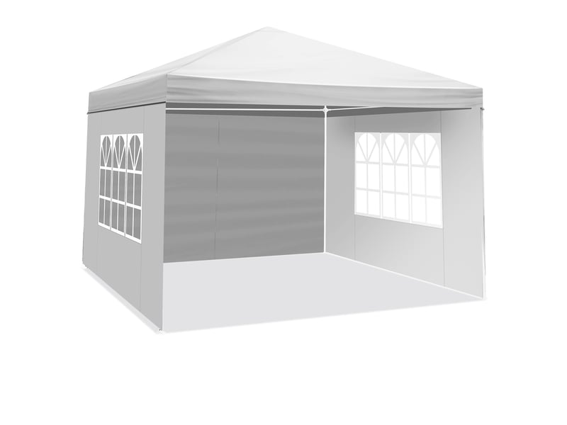 Pavillon de jardin  3x3 m, imperméable & protection uv, 3 parois, toile pe épaisse blanche – pour fêtes, mariages, activités commerciales  - Conforama B