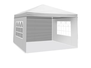 Pavillon de jardin 3x3 m, imperméable & protection uv, 3 parois, toile pe épaisse blanche – pour fêtes, mariages, activités commerciales