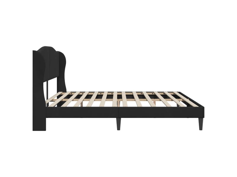  Lit double- lit adulte -  cadre de lit avec tête de lit noir 180 x 200 cm velours  - Conforama D