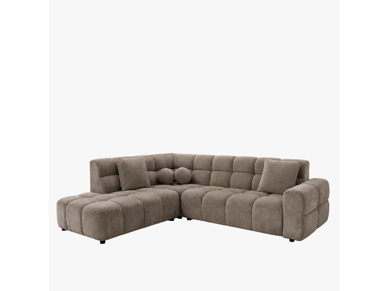  Canapé d'angle en tissu taupe - angle gauche  - Conforama C