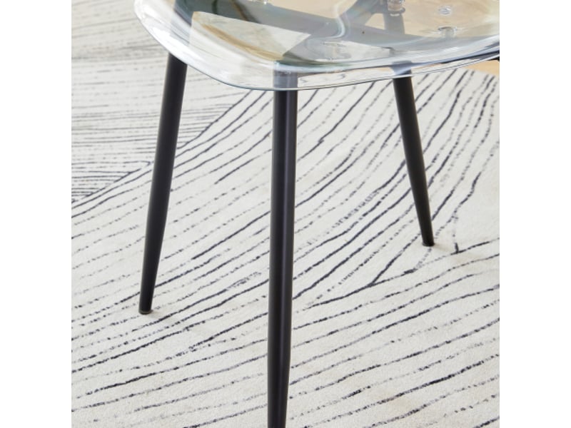  Ensemble table à manger ronde en verre trempé ø85 cm et 4 chaises transparentes en plastique – idéal cuisine  - Conforama E