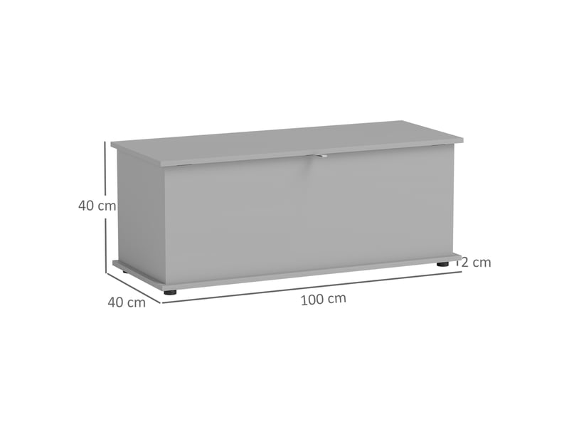  Coffre de rangement, banc de rangement avec couvercle rabattable et charnières de sécurité, 100 x 40 x 40 cm, gris  - Conforama C